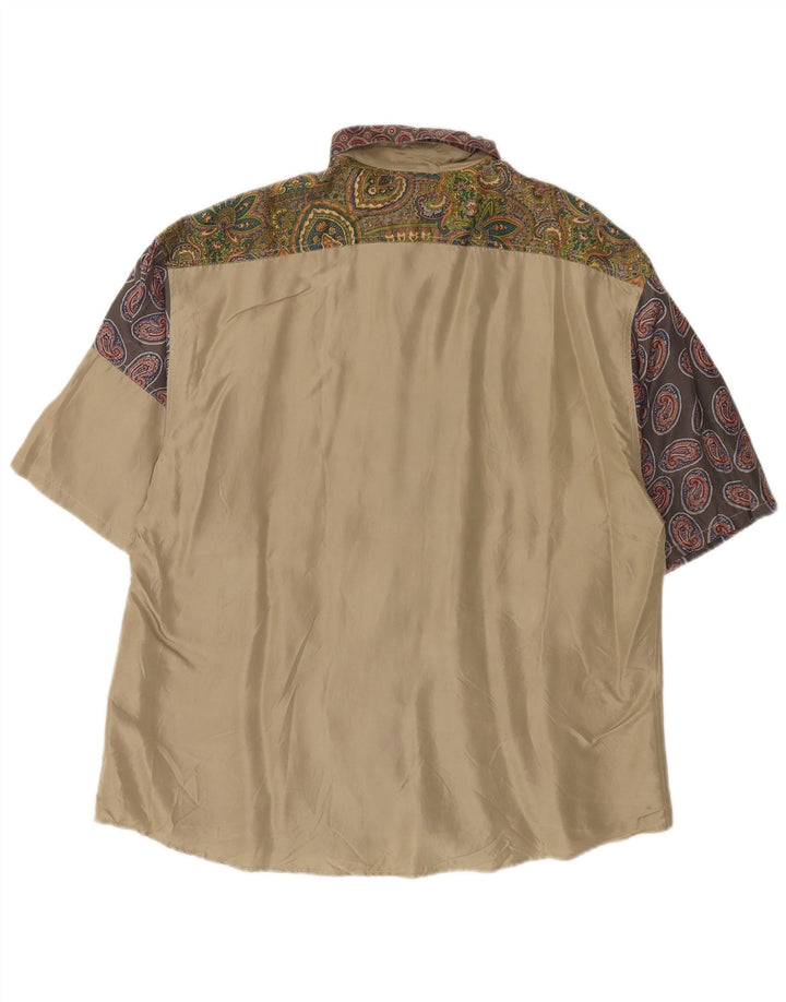 Sisley Chemise À Manches Courtes En Soie Paisley Beige Moyen |