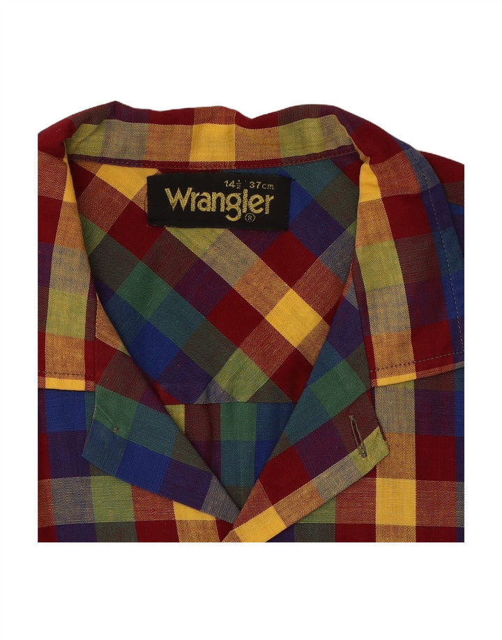WRANGLER Mens Short Sleeve Shirt Size 37 14 1/2 Small Multicoloured Check