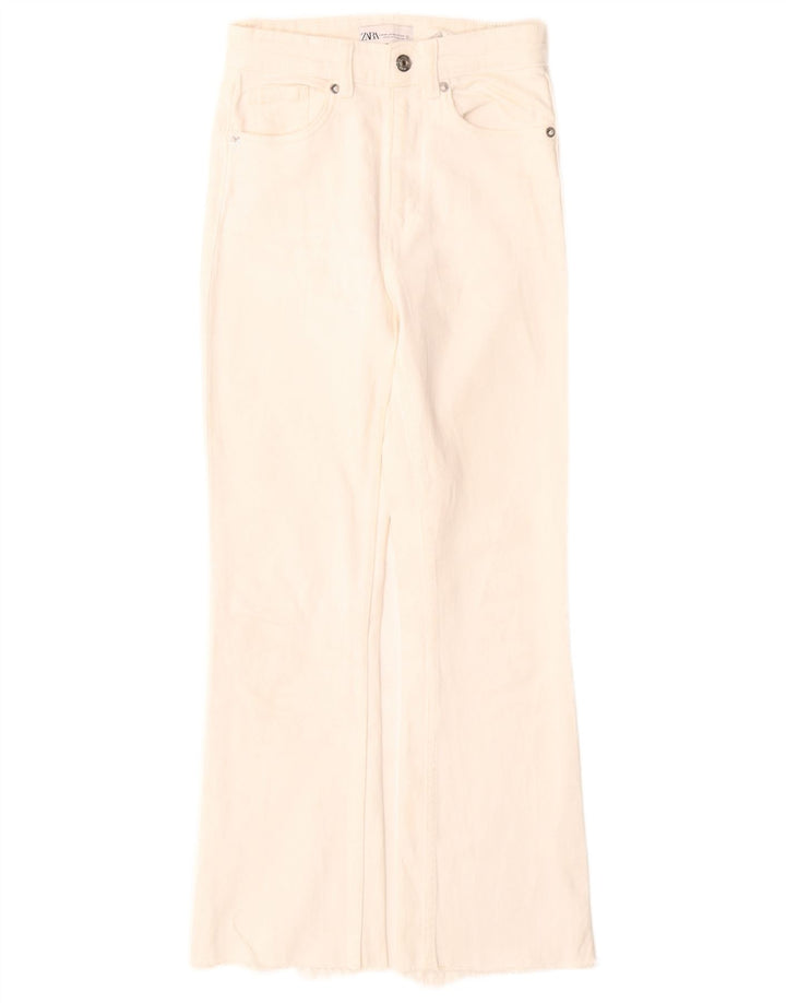 Zara Jean bootcut taille haute effet vieilli pour femme EU 34 2XS W24 L26 Blanc cassé