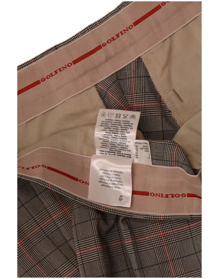Golfino Pantalon de Costume Droit Homme W34 L31 Gris Carreaux Polyester