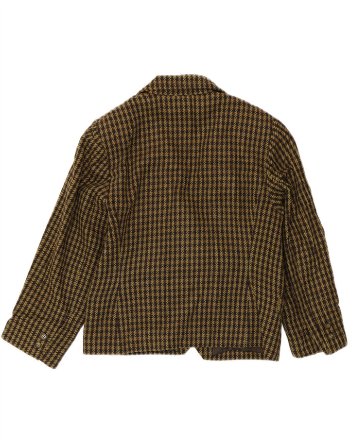vintage Femme Double Breasted Blazer Veste UK 10 Petit Pied-de-Poule Vert