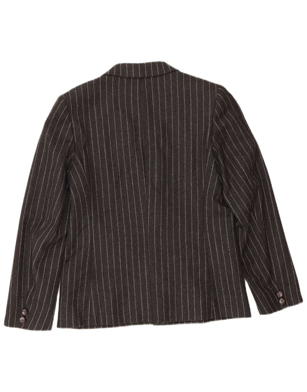 vintage Femme 2 Bouton Blazer Veste IT 42 Moyenne Noir Pinstripe Laine