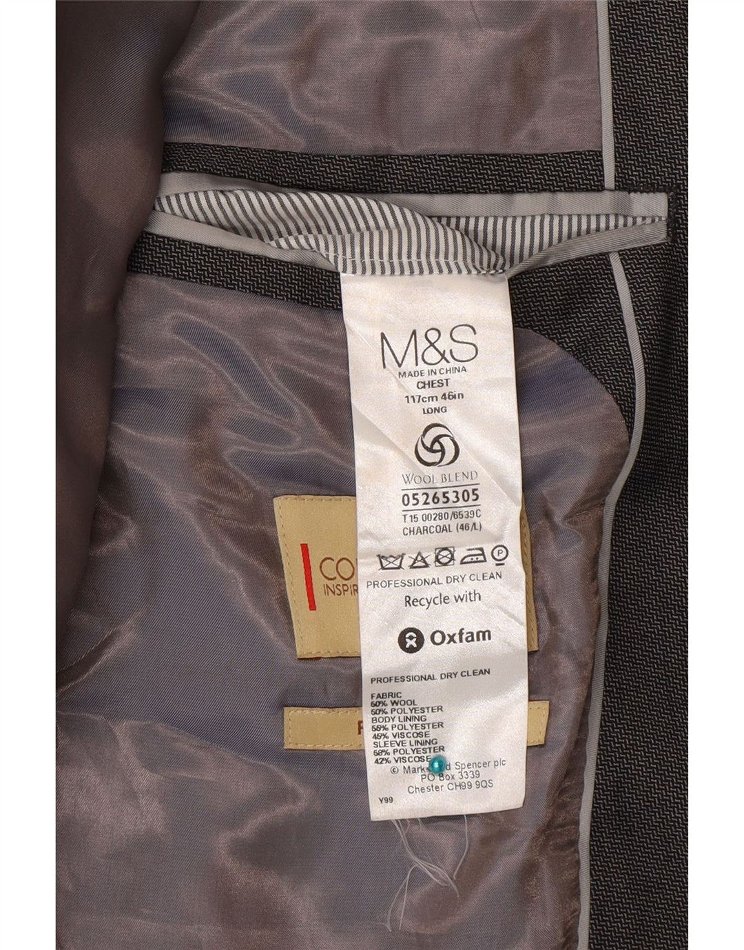 Marks & Spencer Veste Blazer 2 Boutons Homme UK 46 XL Laine Grise