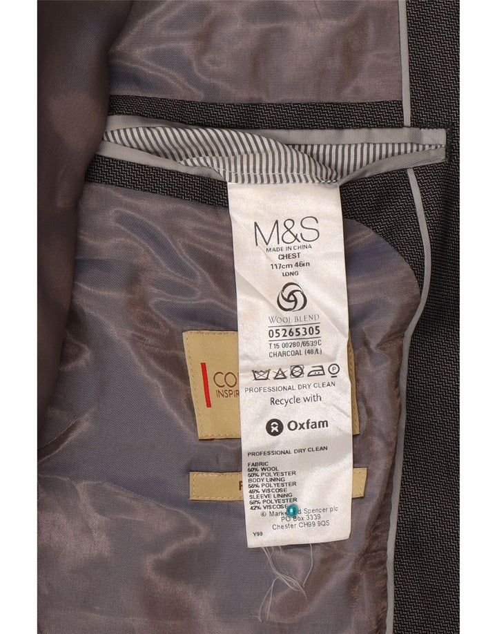 Marks & Spencer Veste Blazer 2 Boutons Homme UK 46 XL Laine Grise