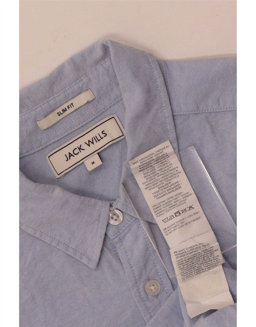 Jack Wills Chemise ajustée à manches courtes pour homme en coton bleu moyen