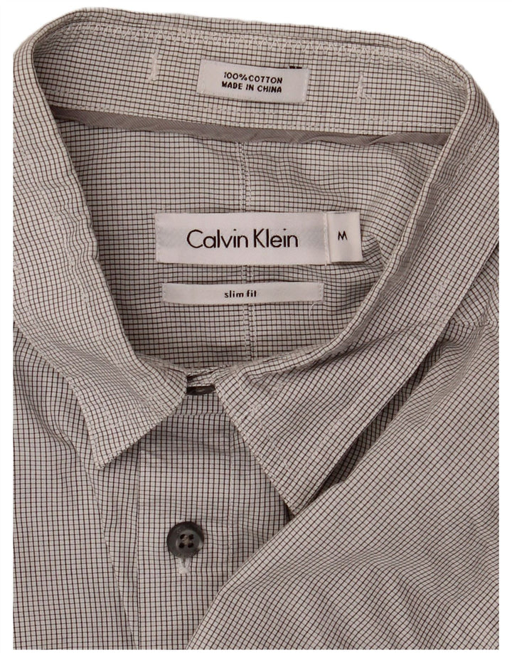 Calvin Klein Chemise Slim Fit Homme en Coton Vichy Gris Moyen