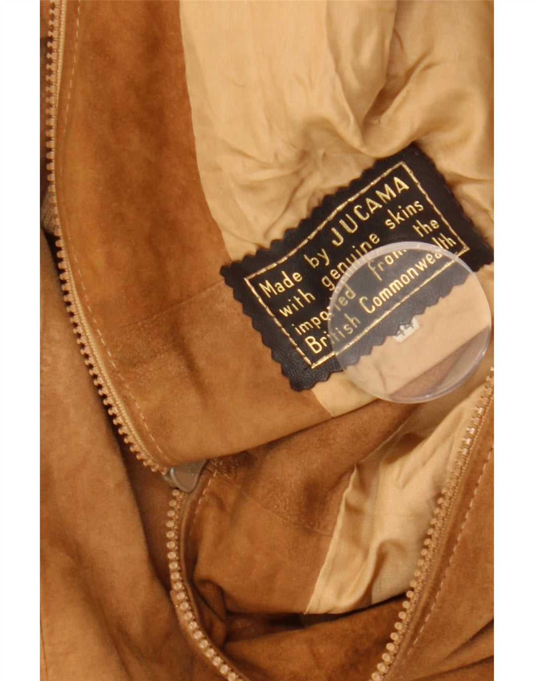 VINTAGE Veste Bomber En Daim Femme IT 44 Cuir Marron Moyen