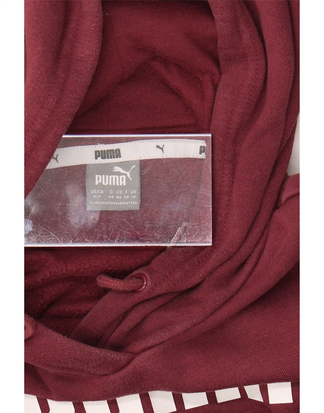 PUMA Pull à capuche graphique pour femme UK 10 Petit coton bordeaux
