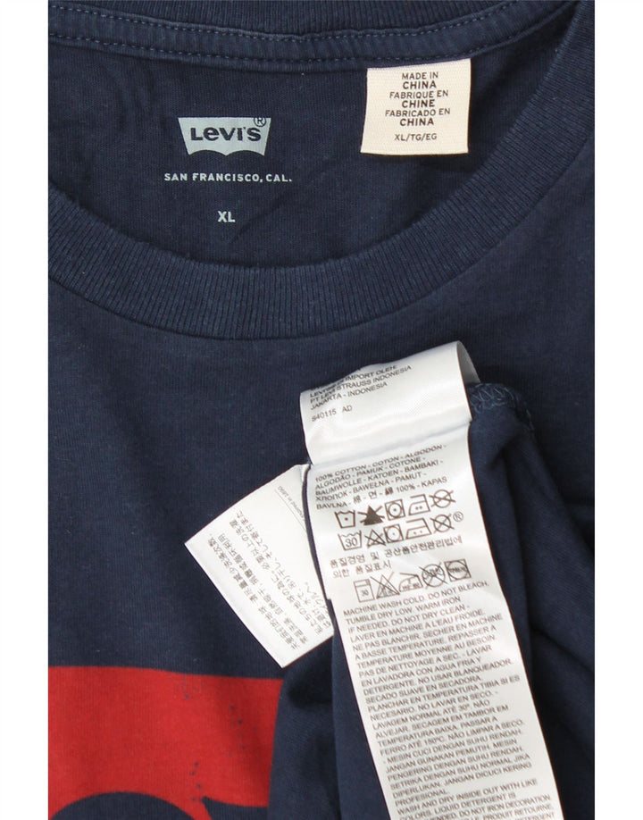 Levi's T-Shirt Graphique Top XL Homme Bleu Marine Coton