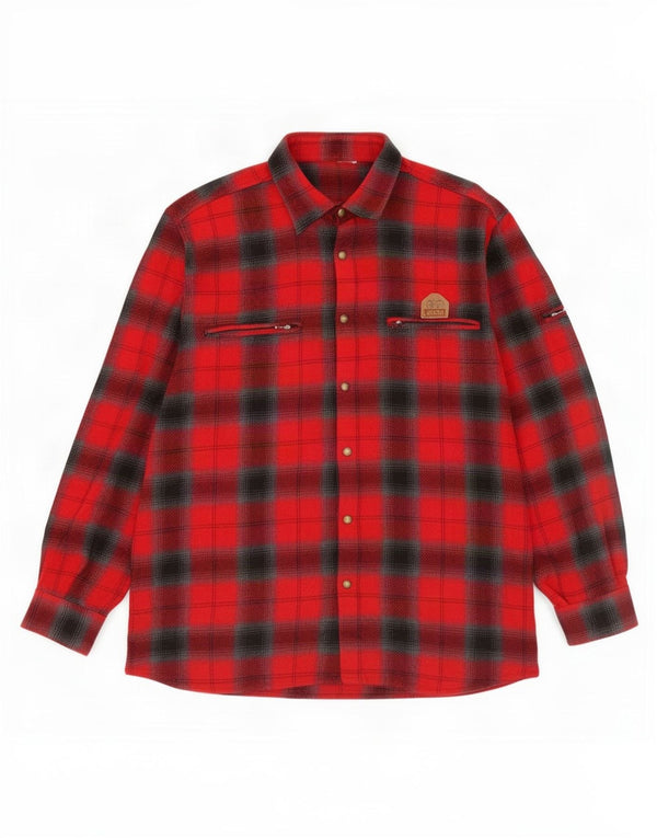 Chemise en flanelle homme vintage grand chèque rouge