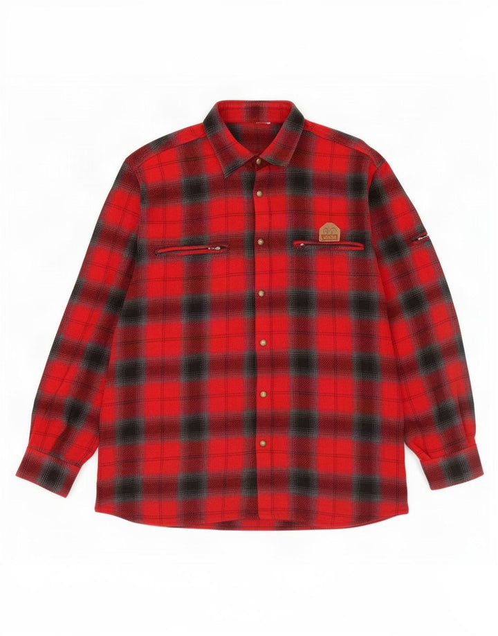 Chemise en flanelle homme vintage grand chèque rouge