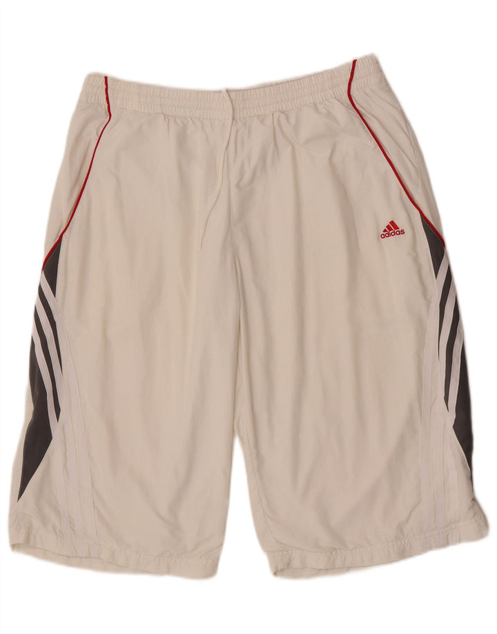Adidas Short de sport Climalite pour homme, grand, blanc, color block, polyester