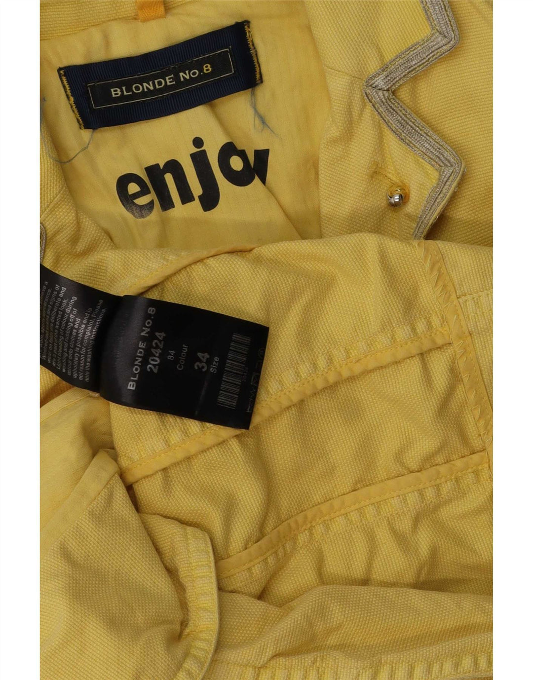 Blonde No.8 Veste Blazer 3 Boutons Femme EU 34 XS Jaune Coton