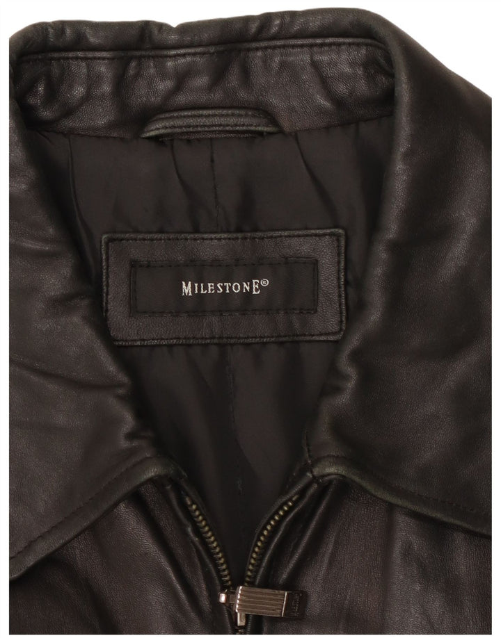 Milestone Veste en cuir pour homme EU 56 3XL Cuir noir