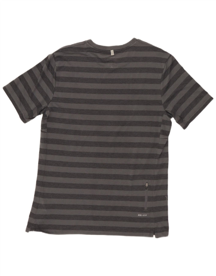 Nike Homme Dri Fit T-Shirt Haut Gris Moyen Rayé Polyester