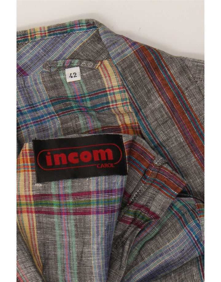 Incom Veste blazer longue à double boutonnage pour femme IT 42 Gris moyen à carreaux
