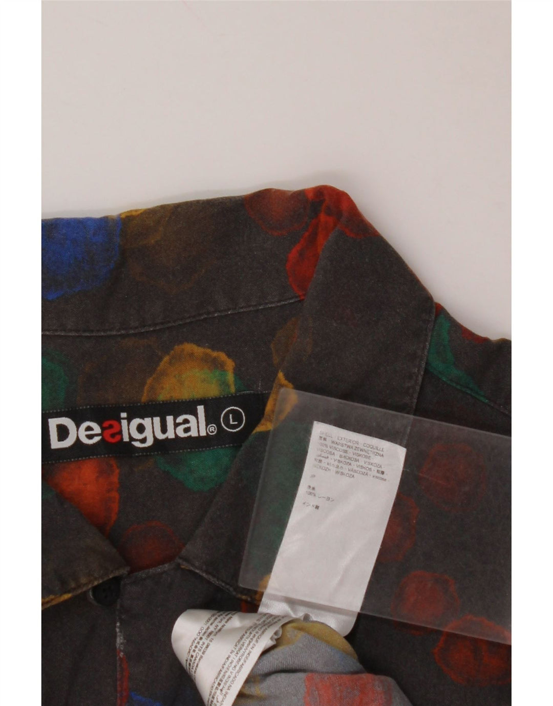 DESIGUAL Chemise à Manches Courtes Homme Large Noir Pois Viscose