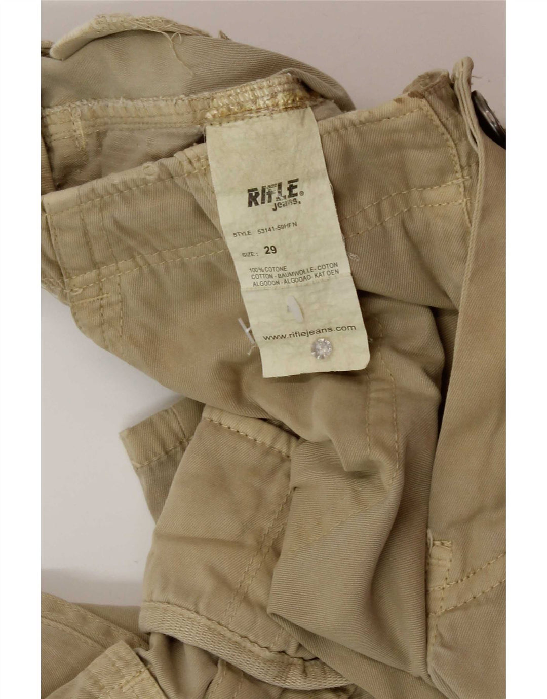 Short cargo pour hommes Rifle Small W29 Coton beige