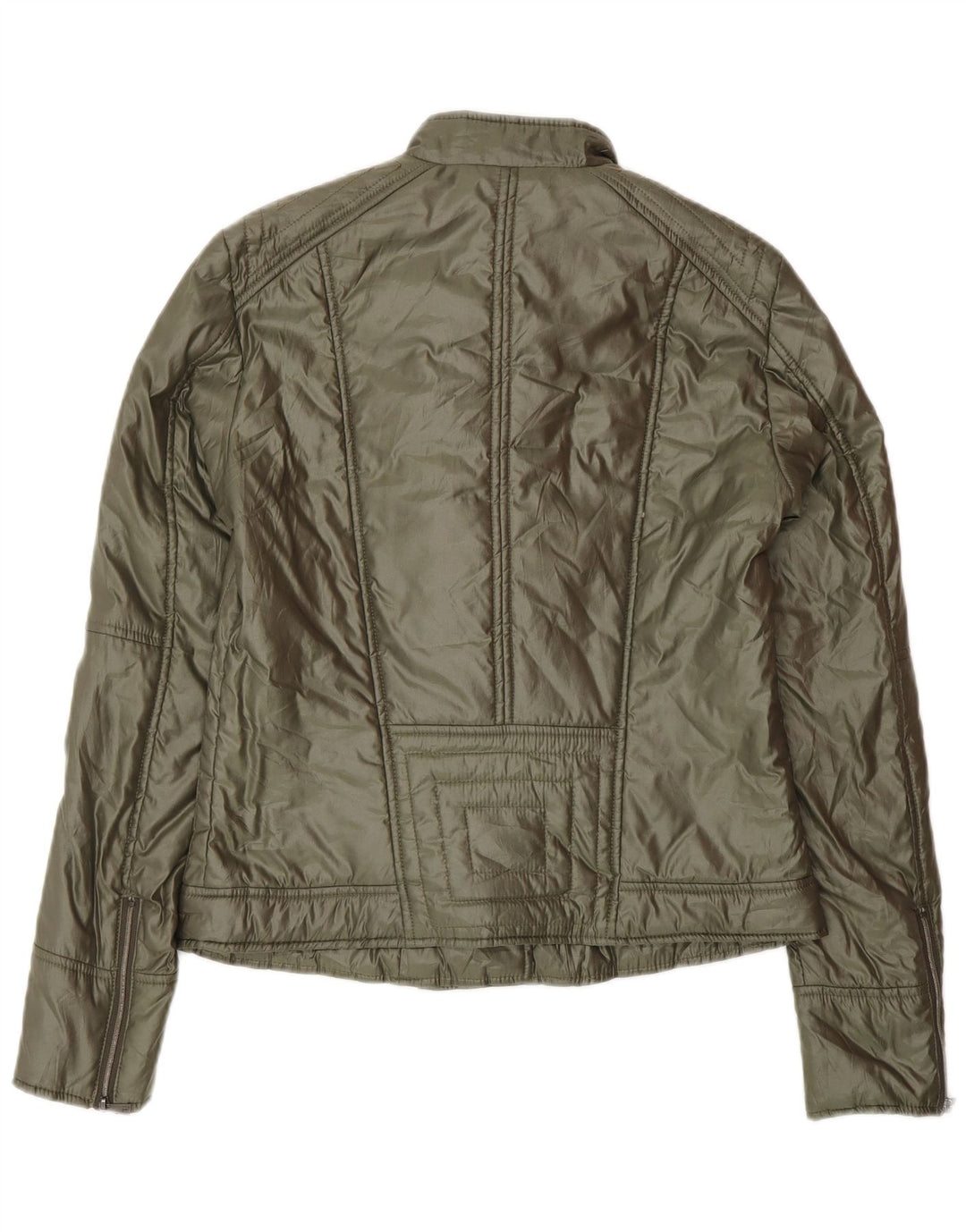 Trussardi Veste Motard Femme IT 42 Vert Moyen Polyester