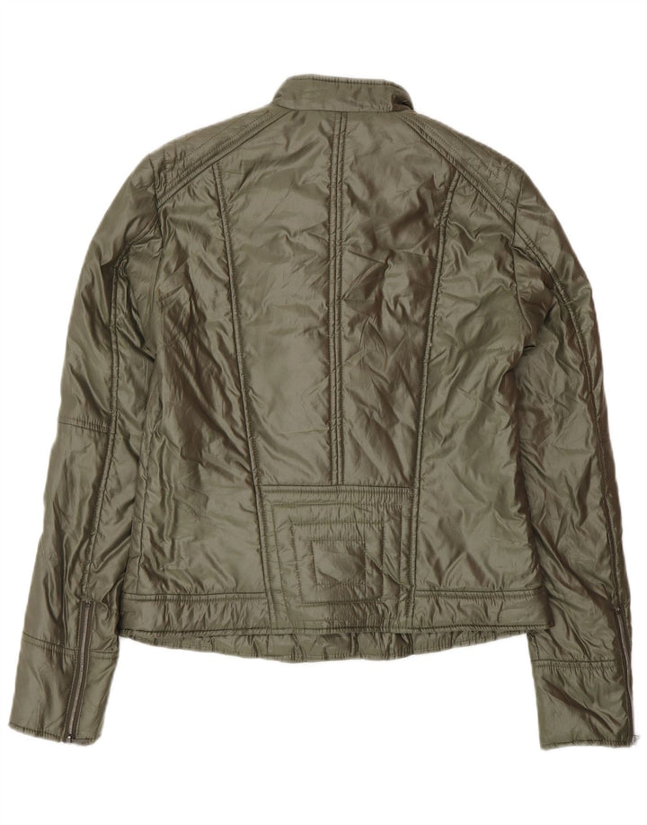 Trussardi Veste Motard Femme IT 42 Vert Moyen Polyester