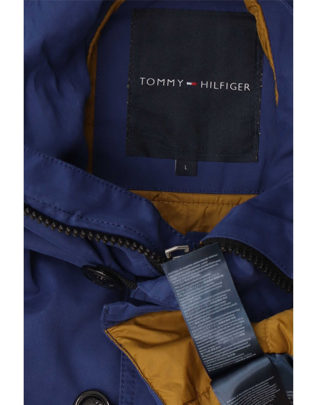 Tommy Hilfiger Veste Parka à capuche pour homme UK 40 Large Bleu Polyester