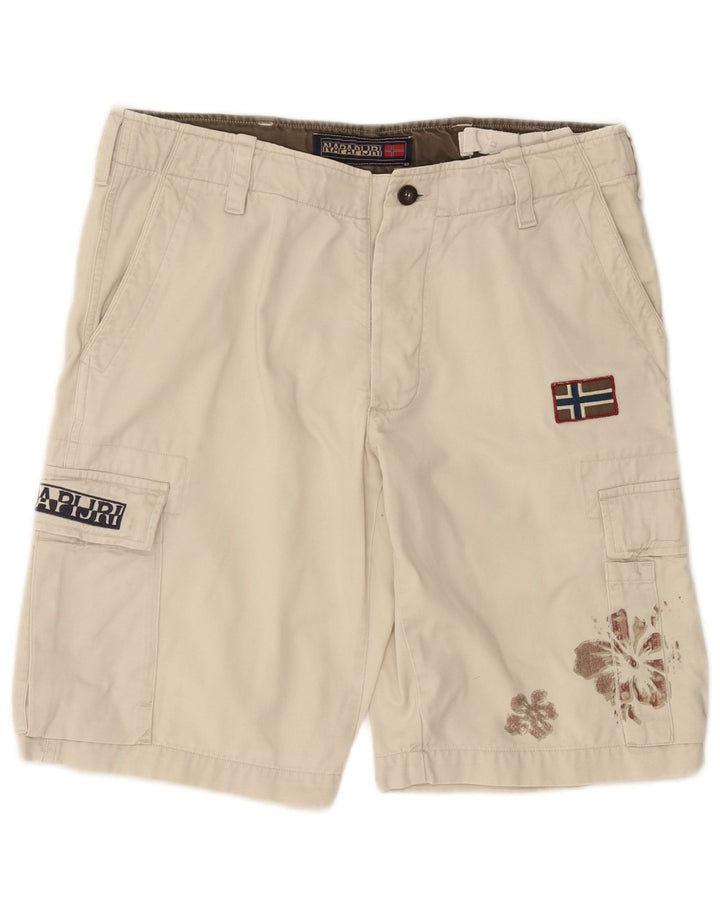 NAPAPIJRI Short Cargo Homme W34 Grand Coton Floral Blanc