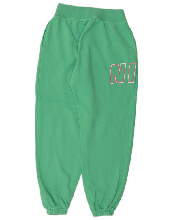 NIKE Pantalon de survêtement graphique pour femme Joggers UK 10 Small Green Cotton