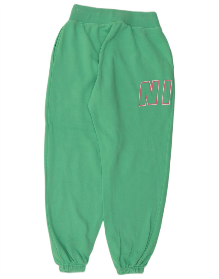 NIKE Pantalon de survêtement graphique pour femme Joggers UK 10 Small Green Cotton