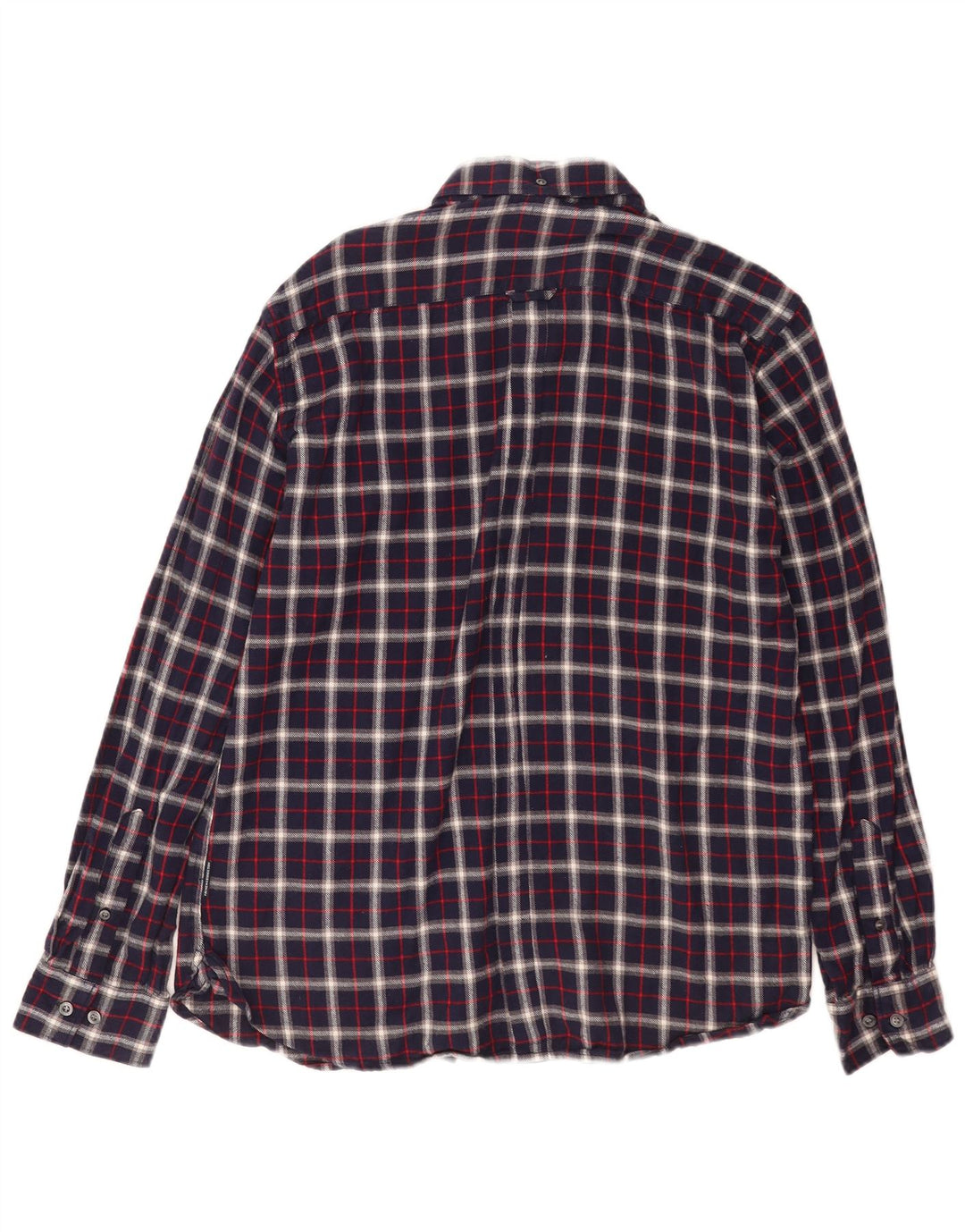 French Connection Chemise Flanelle Homme Grand Carreaux Bleu Marine Coton
