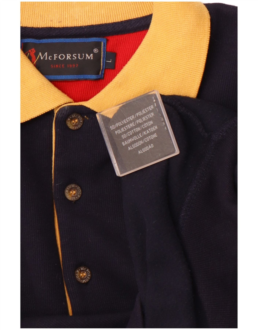 MCFORSUM Sweat-shirt à col polo pour homme en polyester bleu marine Taille L