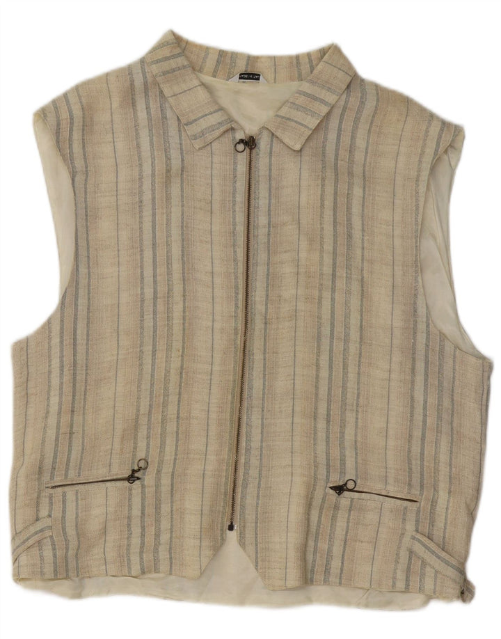 Gilet Homme Vintage Rayé Beige Moyen