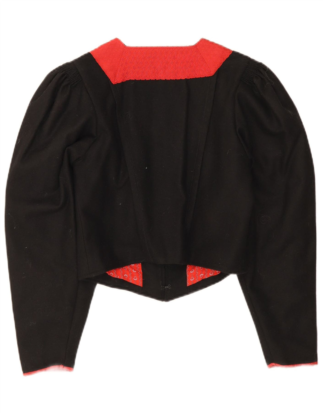 vintage Femme Trachten Bolero Veste EU 38 Medium Black Colourblock