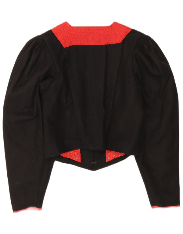 vintage Femme Trachten Bolero Veste EU 38 Medium Black Colourblock