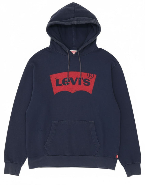 Levi's Pull à capuche graphique surdimensionné pour femme UK 16 Large Bleu marine Coton