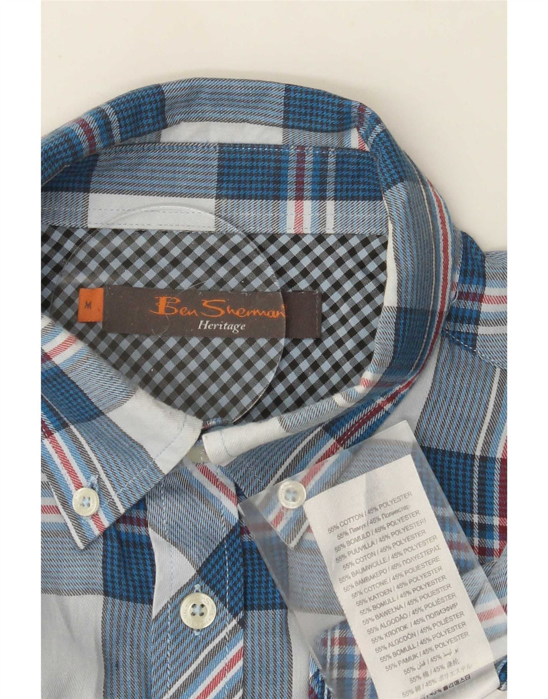 Ben Sherman Chemise Homme Bleu Moyen Carreaux Coton