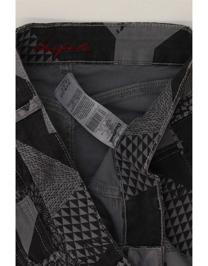 Desigual Pantalon décontracté slim femme W32 L29 Gris Patchwork Coton