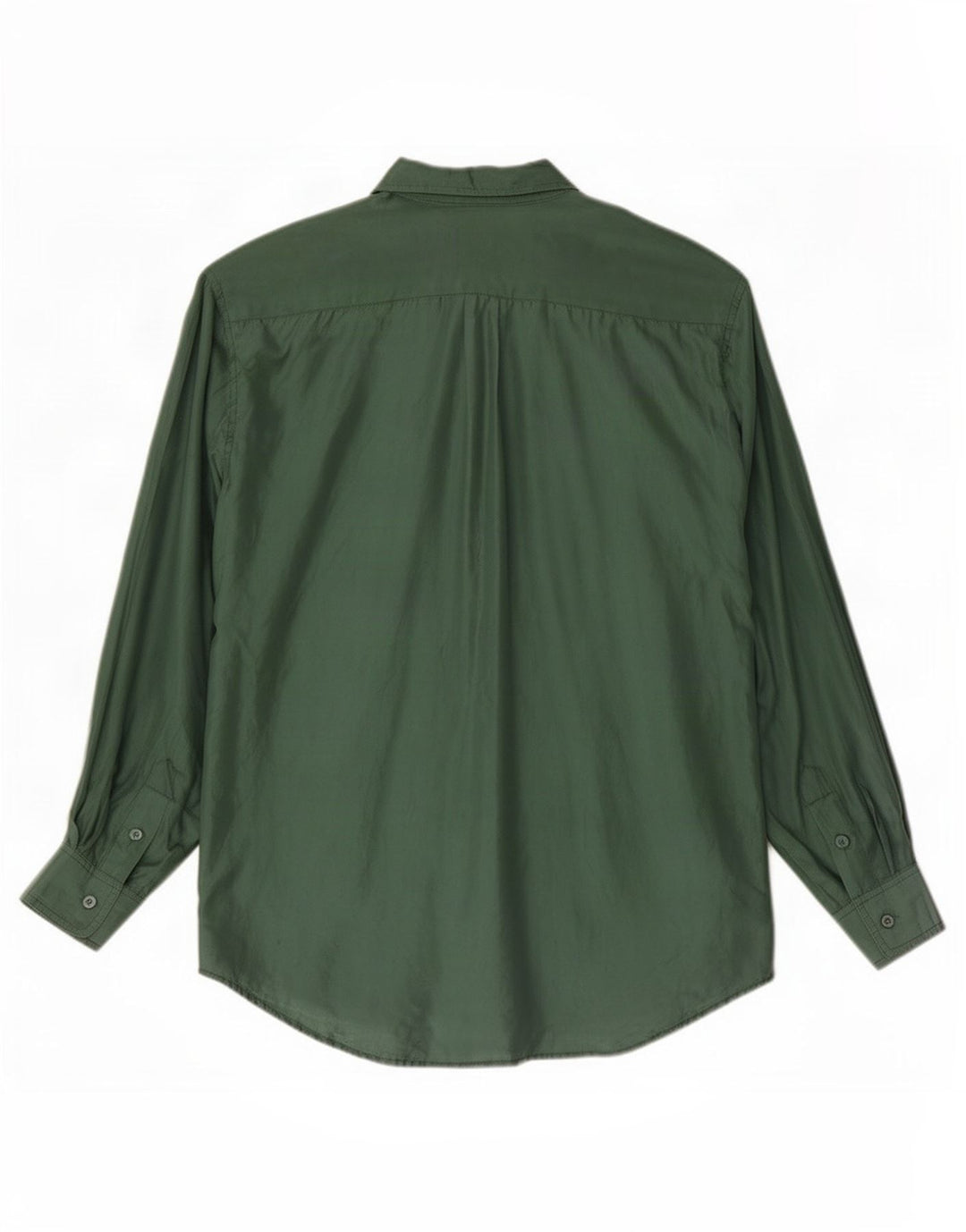 vintage Mens Loose Fit Chemise Petite Soie Verte