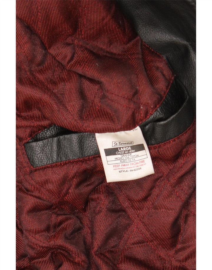 St. Bernard Veste en cuir pour homme UK 40 Grand cuir noir