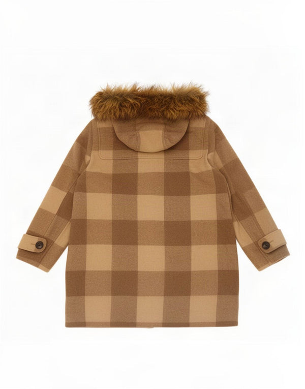 Marks & Spencer Manteau à capuche double boutonnage pour femme UK 16 Grand carreaux beiges