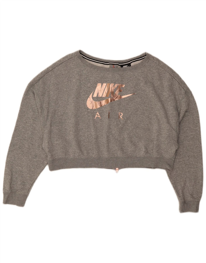 Nike Femme Crop Graphic Sweat-shirt surdimensionné UK 16 Grand Gris