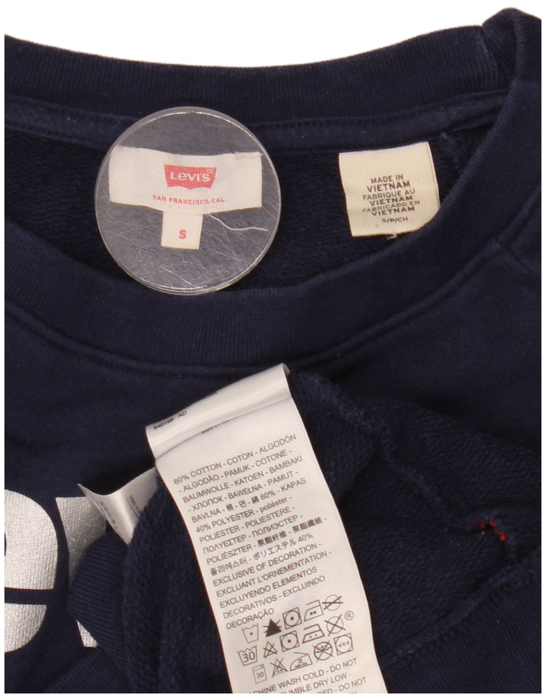 Levi's Sweat-shirt surdimensionné graphique pour femme UK 10 Small Bleu marine