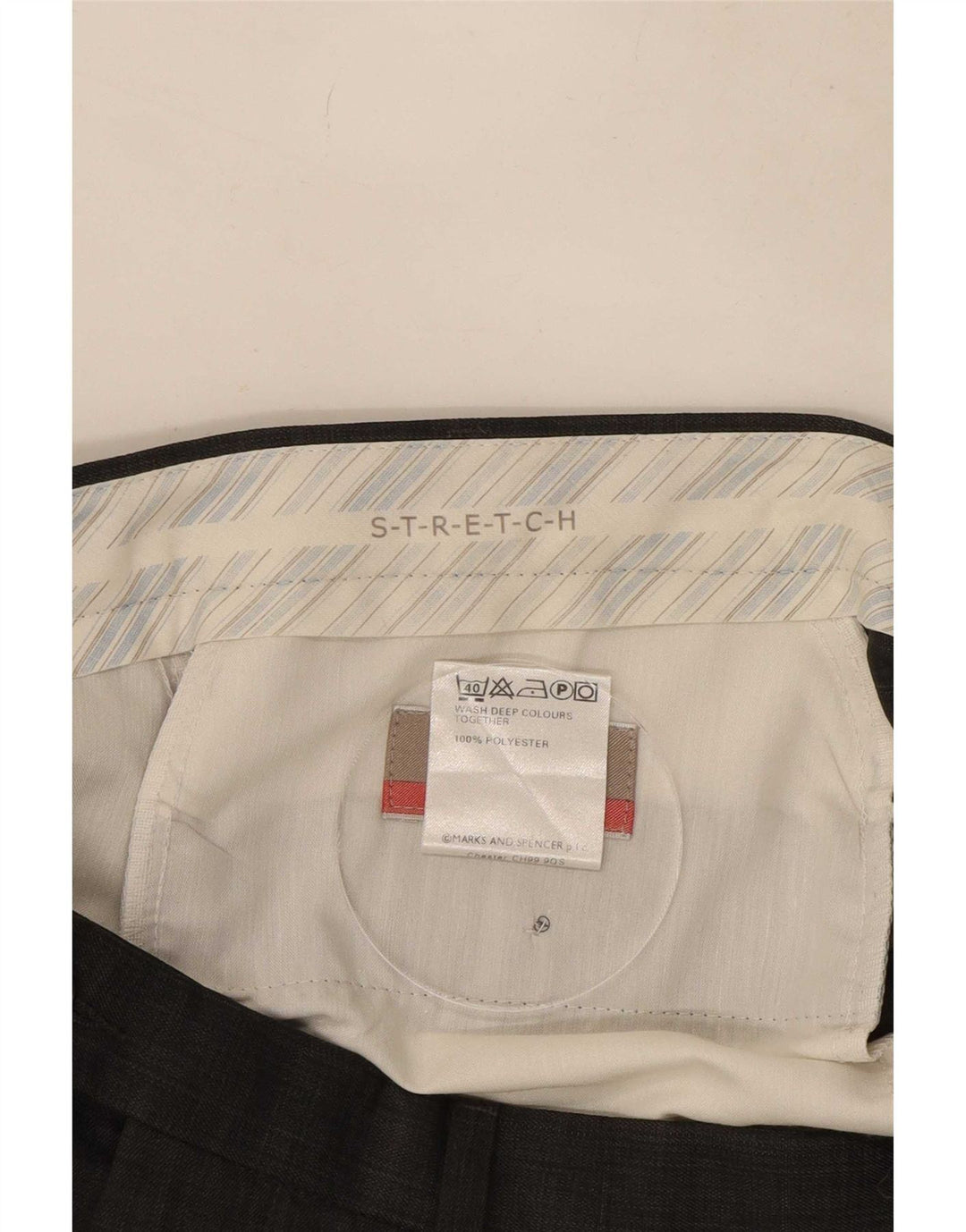 Marks & Spencer Pantalon de costume extensible pour homme W36 L31 Gris Polyester
