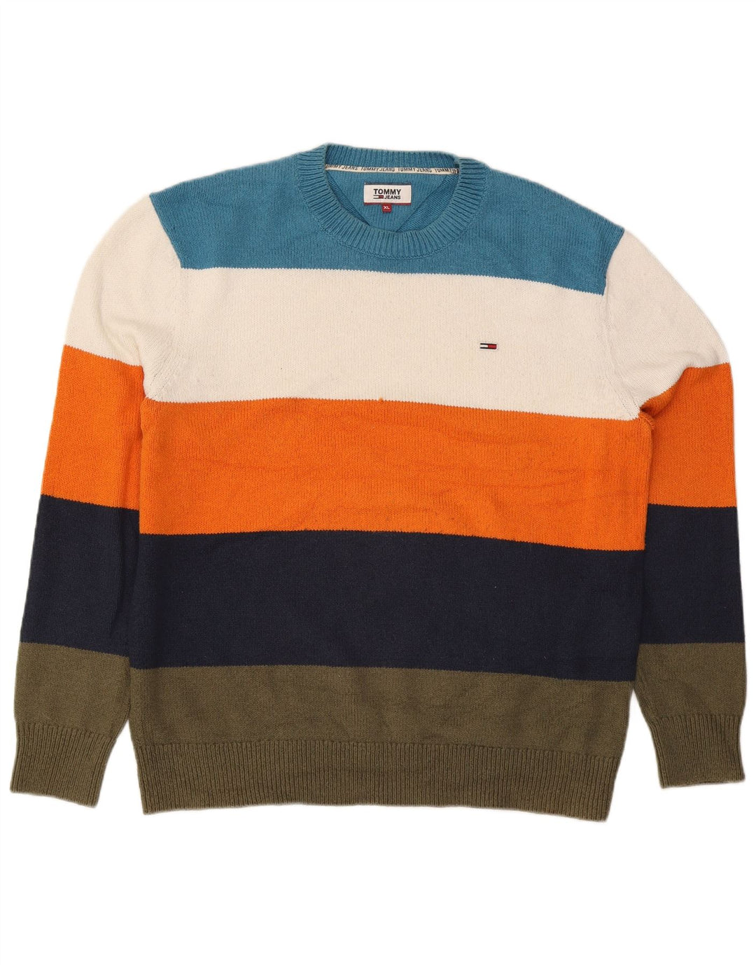 Tommy Hilfiger Pull ras du cou pour homme XL rayé multicolore