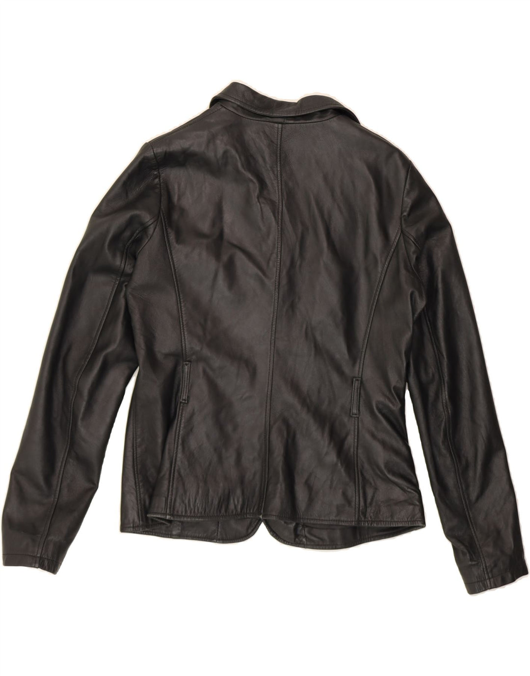 VINTAGE Womens 2 Button Leather Blazer Jacket IT 50 XL Black Leather Vintage Vintage and Second-Hand Vintage from Messina Hembry 