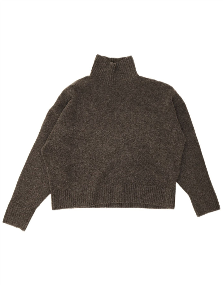 Zara Pull surdimensionné à col roulé pour femme UK 14 Gris moyen moucheté