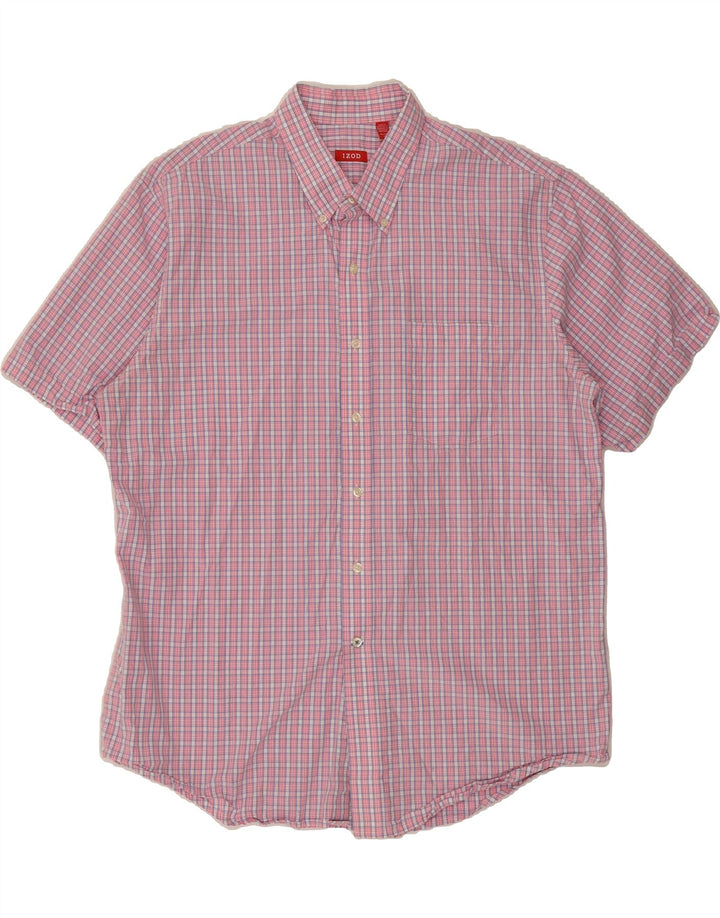 IZOD Mens Short Sleeve Shirt XL Pink Check Cotton Vintage Izod and Second-Hand Izod from Messina Hembry 