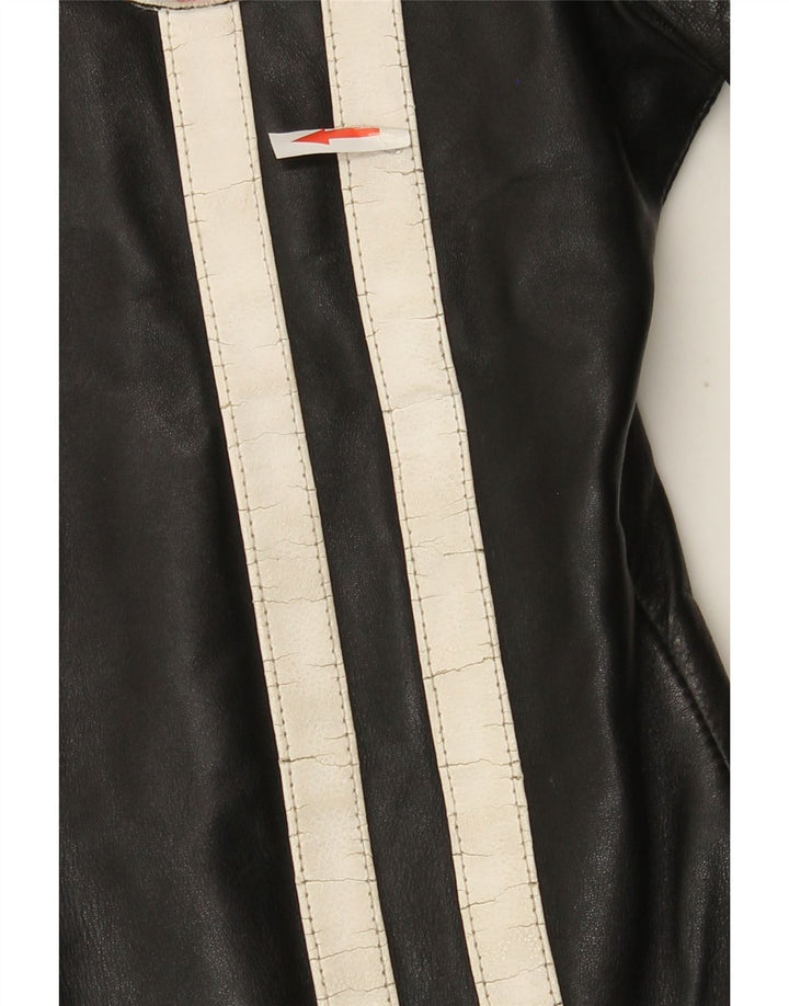 BRIXTON Veste en cuir pour femme UK 10 Petit cuir color block noir