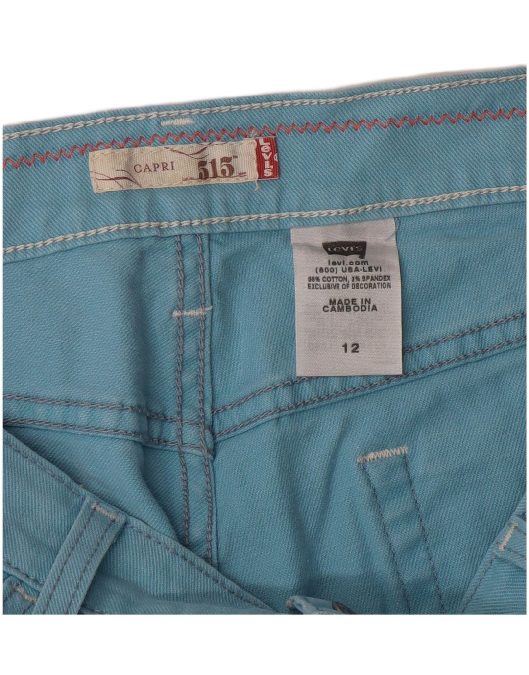 Levi's Jean Capri 515 Femme US 12 Large W34 Bleu Coton Classique