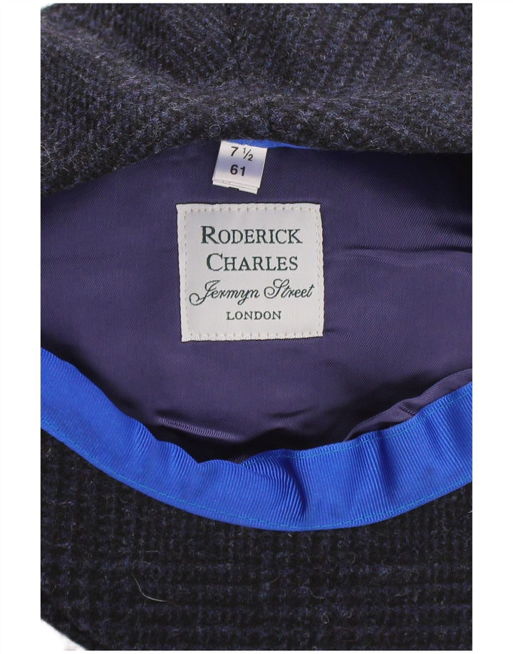 Roderick Charles Casquette plate XL en laine à carreaux bleu marine classique pour homme