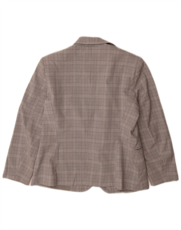 Zara Veste Blazer 1 Bouton Femme EU 40 Pied-de-Poule Gris Moyen